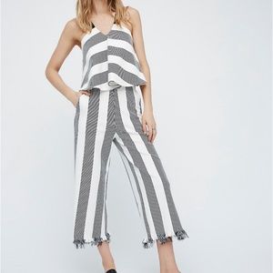 English Factory Black and White Striped Cropped Jumpsuit